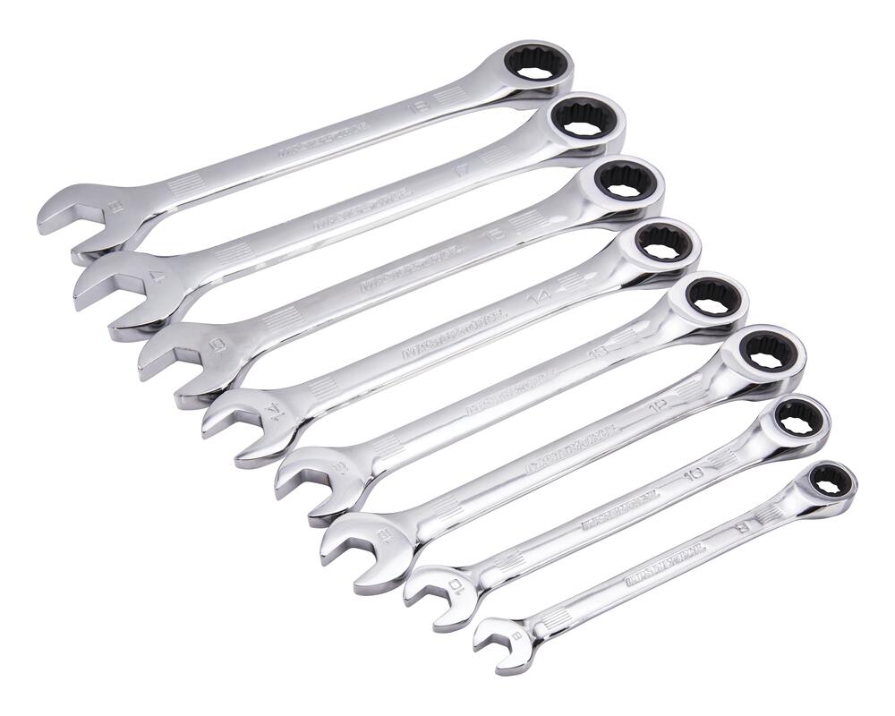 Masterforce® Control Drive™ Metric Ratcheting Combination Wrench Set - 8 Piece