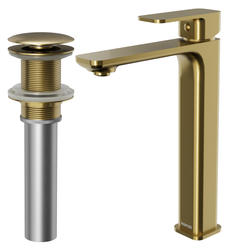 Karran Venda Single-Handle Vessel Brushed Gold Bathroom Sink Faucet at ...