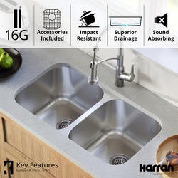 ran_sページ Karran Profile Undermount 32.25 Stainless Steel 50/50 Double Bowl