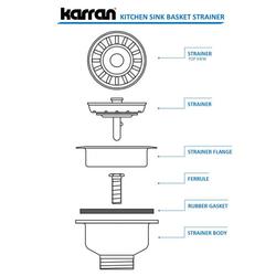 Karran QBSCN 3-1/2 in. Kitchen Sink Basket Strainer in Concrete