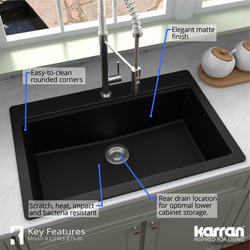 Karran Drop-In Quartz Composite 33 in. 1-Hole Single Bowl Kitchen