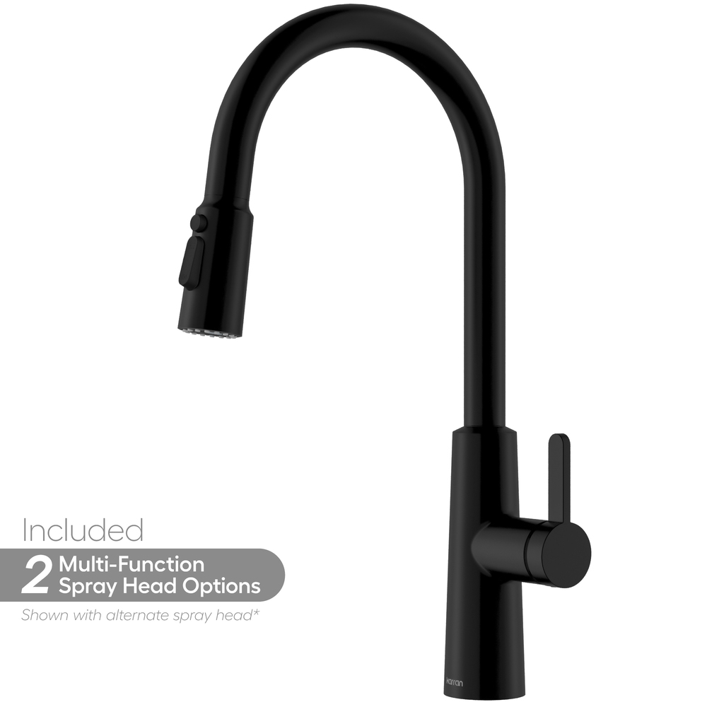 Karran Elmsworth Pull-Down Sprayer Matte Black Kitchen Faucet at