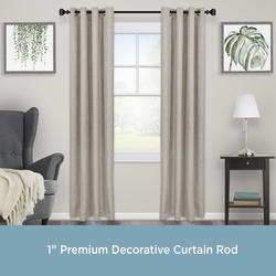 EXCLUSIVE HOME Peony 66 In. - 120 In. Adjustable 1 In. Single Curtain Rod Kit In Matte Silver With Finial ER1004-01 66120 - The Home Depot