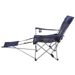 Folding quad outlet chair with footrest