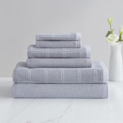 6pc Checkered Bath Towel Set Silver - Cassadecor