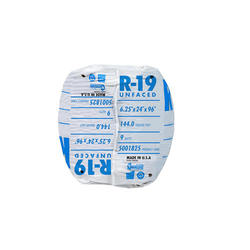 R19 Unfaced Fiberglass Insulation, 48.96 Sq. Ft. Coverage, 6.5 x