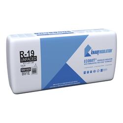 R-19 EcoBatt® Unfaced Fiberglass Insulation Batt     6-1/4" x 24" x 96"