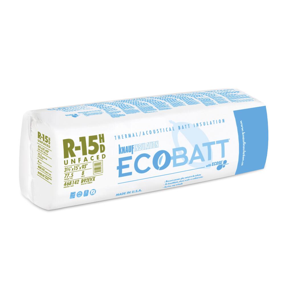 R-15 EcoBatt® Unfaced Fiberglass Insulation Batt 3-1/2 R-15 EcoBatt® Unfaced Fiberglass Insulation Batt 3-1/2
