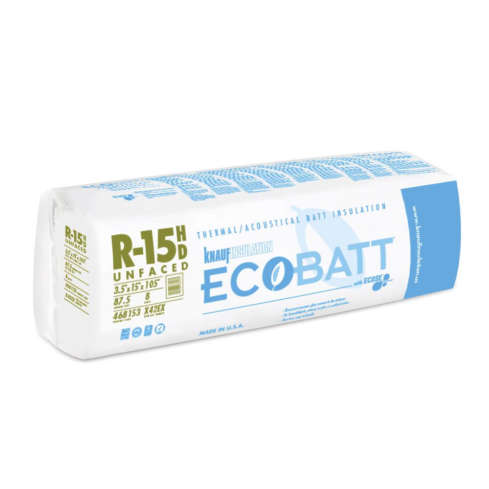 Knauf Insulation Ecobatt R-15 HD Unfaced Fiberglass Insulation Batts 3.5