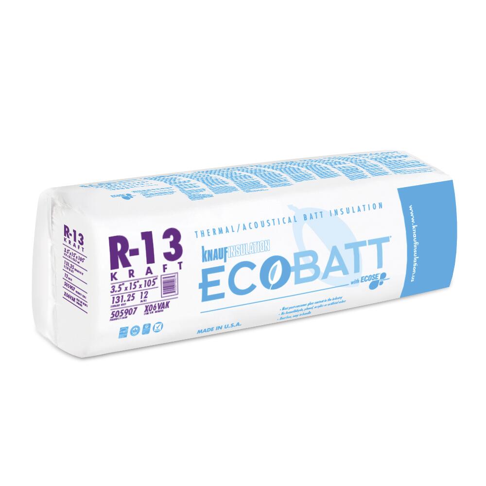 R-13 EcoBatt® Unfaced Fiberglass Insulation Batt 3-1/2 R-13 EcoBatt® Unfaced Fiberglass Insulation Batt 3-1/2