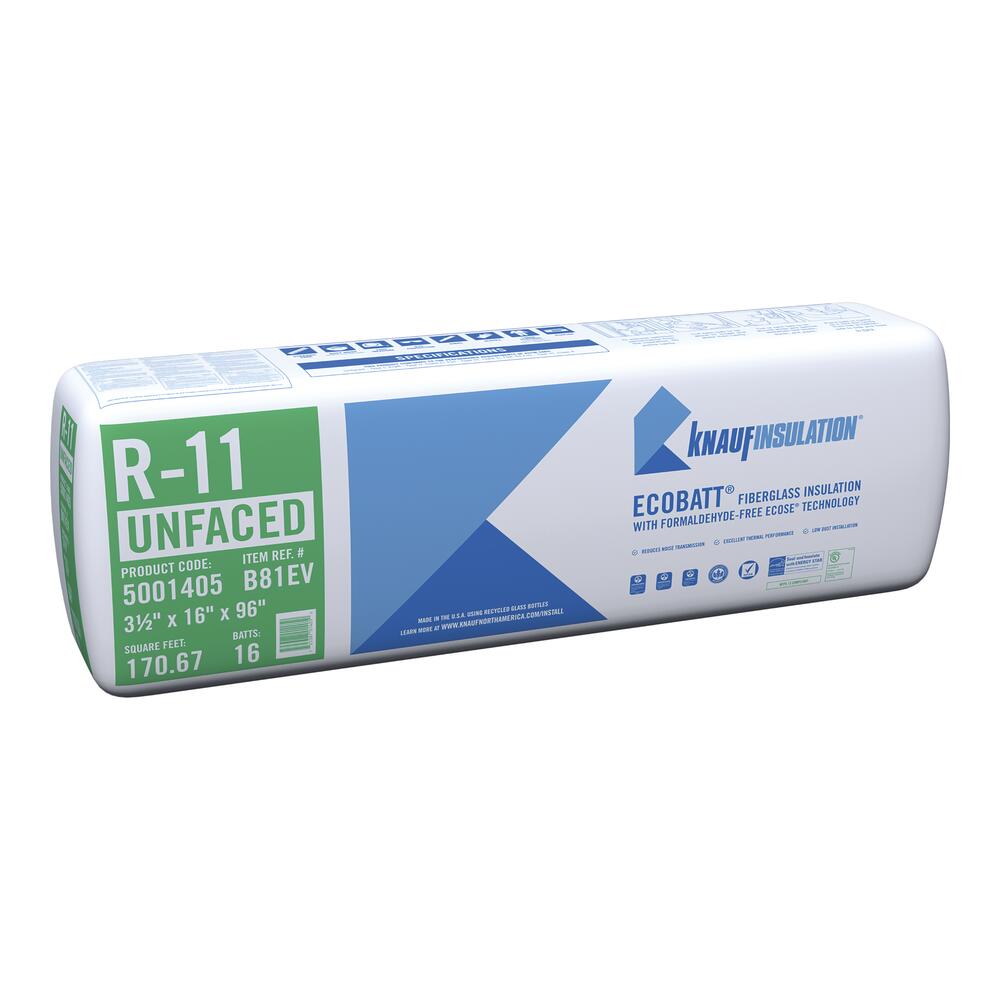 R-11 EcoBatt® Unfaced Fiberglass Insulation Batt 3-1/2 R-11 EcoBatt® Unfaced Fiberglass Insulation Batt 3-1/2