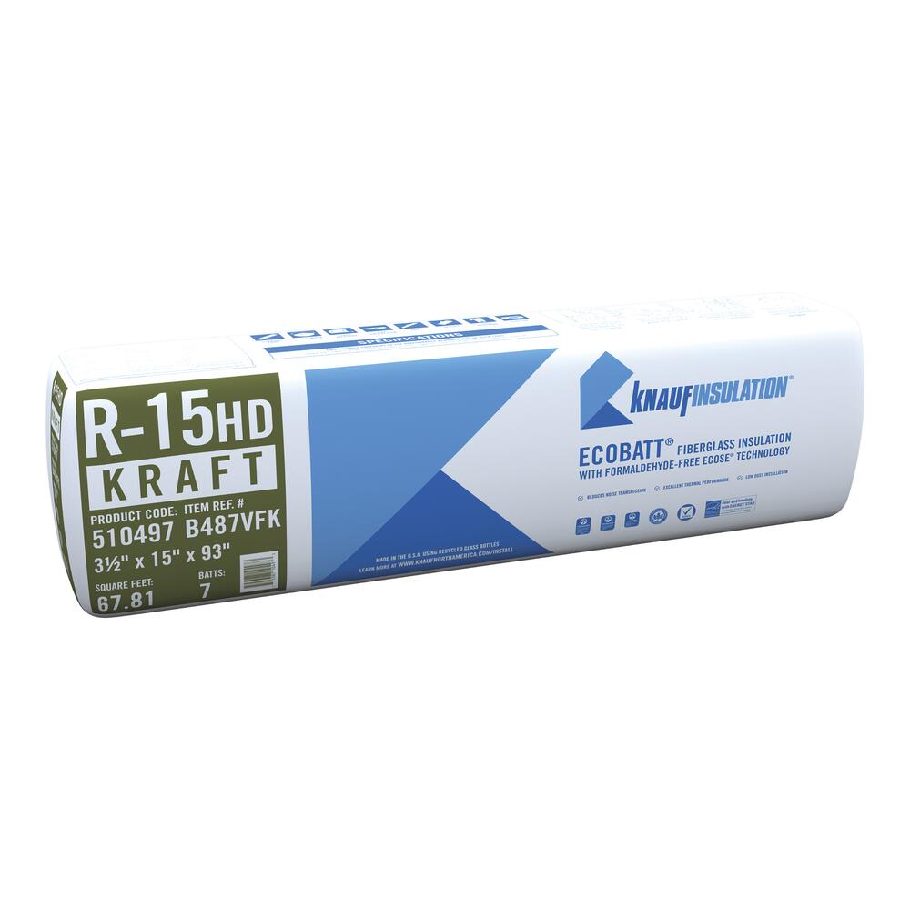 R-15 EcoBatt® Kraft Faced Fiberglass Insulation Batt 3-1/2 R-15 EcoBatt® Kraft Faced Fiberglass Insulation Batt 3-1/2