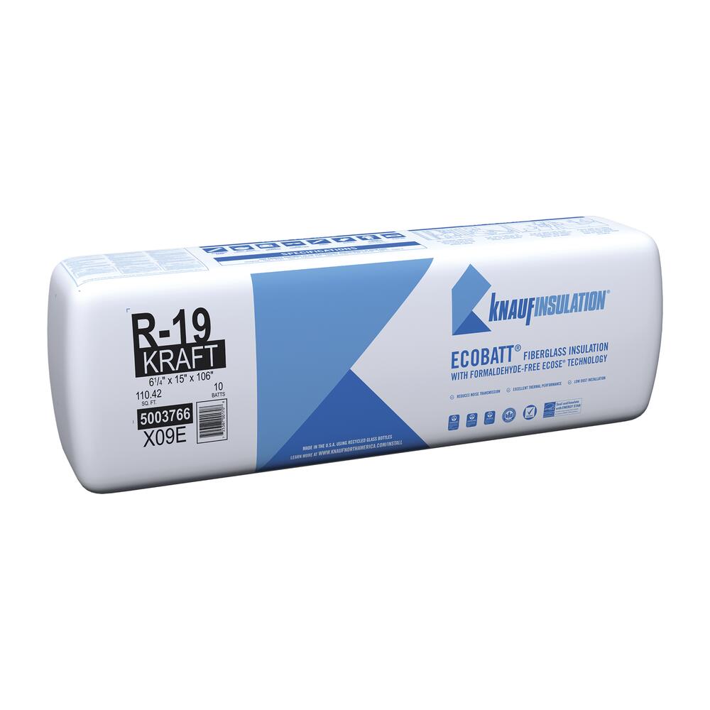 R-19 EcoBatt® Kraft Faced Fiberglass Insulation Batt 6-1/4 R-19 EcoBatt® Kraft Faced Fiberglass Insulation Batt 6-1/4