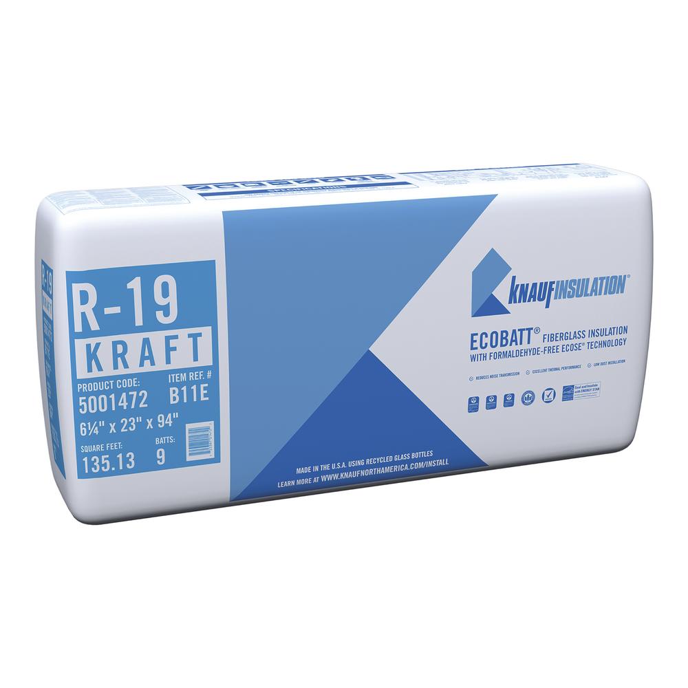 Knauf Insulation Ecobatt R-19 Unfaced Fiberglass Insulation Batts 6.25