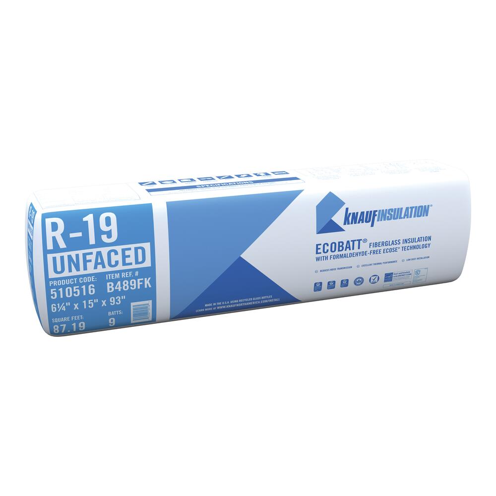 R-19 EcoBatt® Kraft Faced Fiberglass Insulation Batt 6-1/4 R-19 EcoBatt® Kraft Faced Fiberglass Insulation Batt 6-1/4