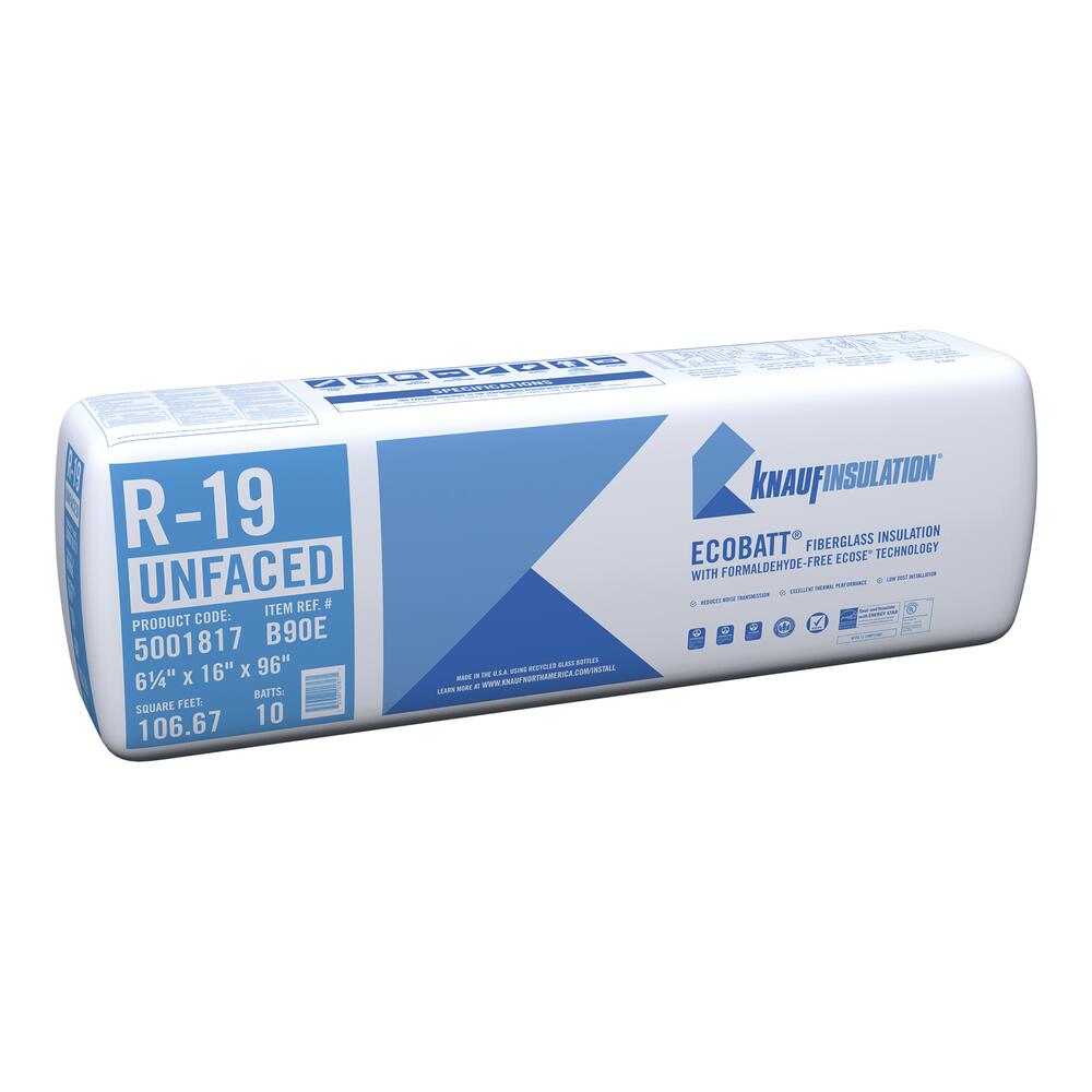 R-19 EcoBatt® Unfaced Fiberglass Insulation Batt 6-1/4
