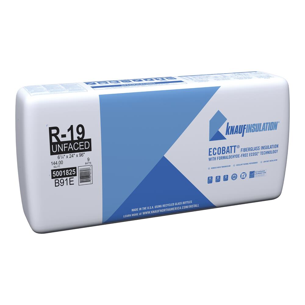 R-19 EcoBatt® Unfaced Fiberglass Insulation Batt 6-1/4