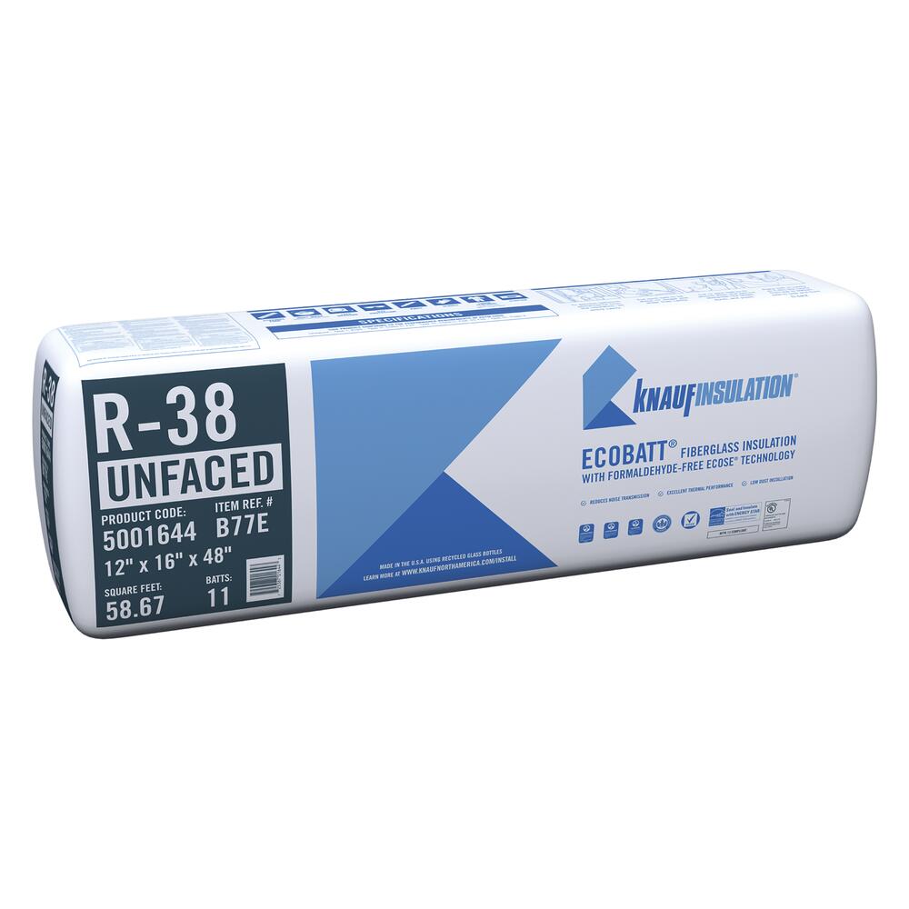 R-38 EcoBatt® Unfaced Fiberglass Insulation Batt 12 R-38 EcoBatt® Unfaced Fiberglass Insulation Batt 12