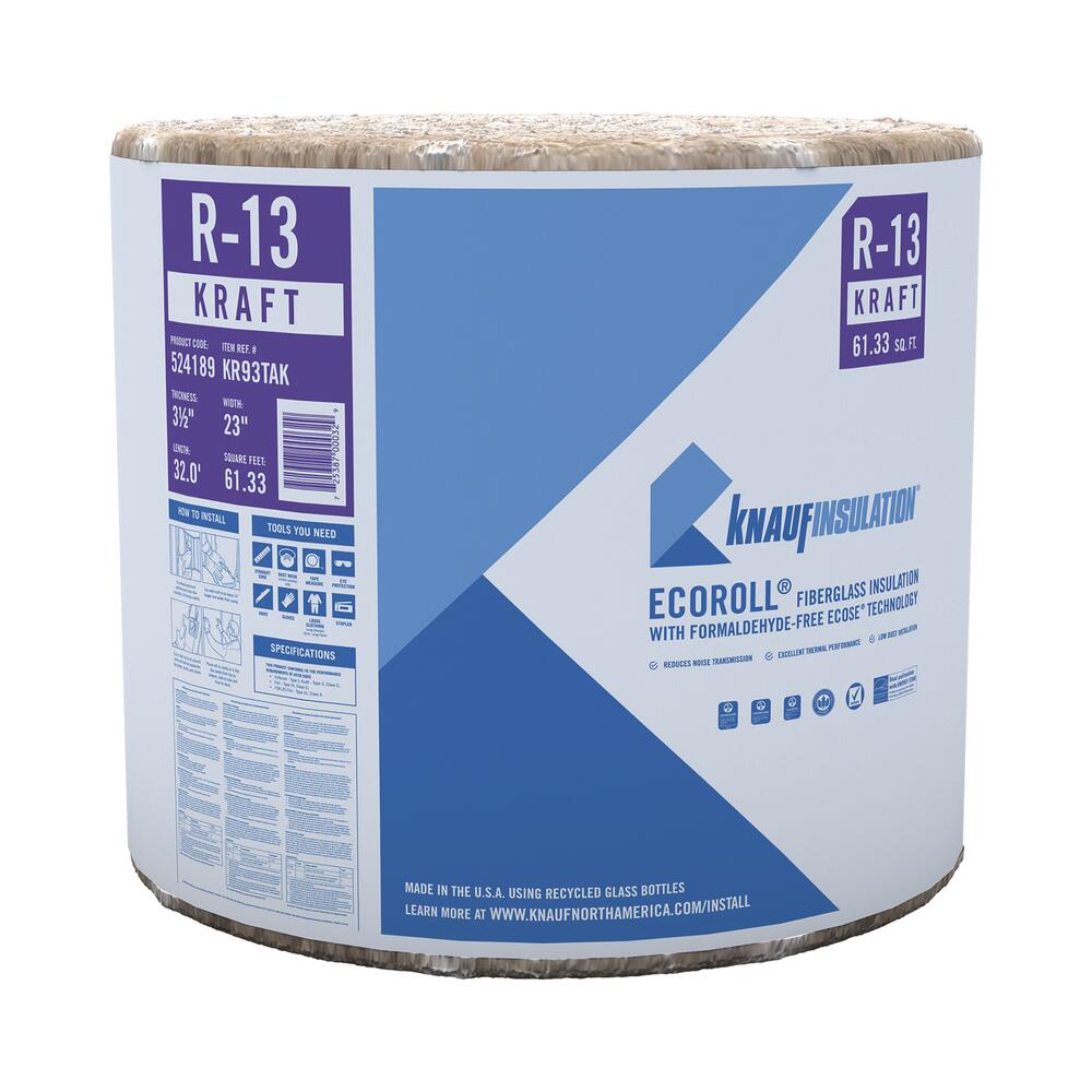 R-13 EcoRoll™ Kraft Faced Fiberglass Insulation Roll 3-1/2