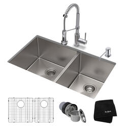 Kraus® Standart Pro All-In-One Undermount 33" Stainless Steel Double ...