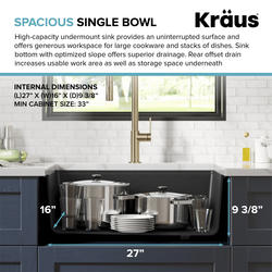 Bellucci™ Workstation 30'' W or 33'' W White, Metallic Black, Metallic  Brown, or Metallic Grey Undermount Granite Composite Single Bowl Kitchen  Sink Set by Kraus