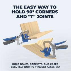90° Corner Clamp, The easy way to hold 90° corner joints and “T” joints in  boxes, cabinets, and cases: kregtool.com/khccc