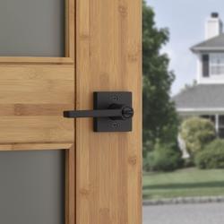 Kwikset® Halifax Entry Door Lever with SmartKey® in Matte Black at