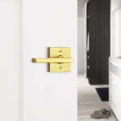 Kwikset® Halifax Square Bed & Bath Privacy Lever in Satin Brass at