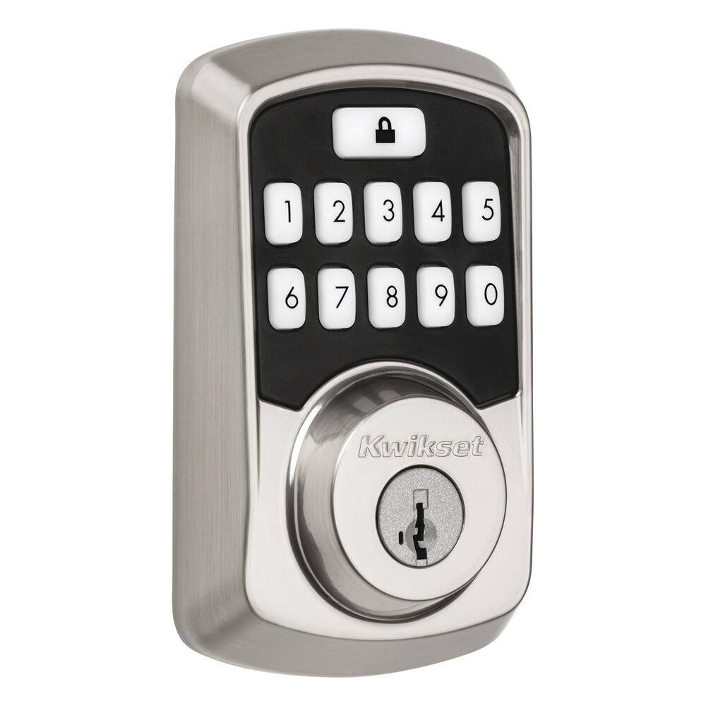 Kwikset® Aura Satin Nickel Bluetooth® Keypad Electronic Door Deadbolt with SmartKey Security™