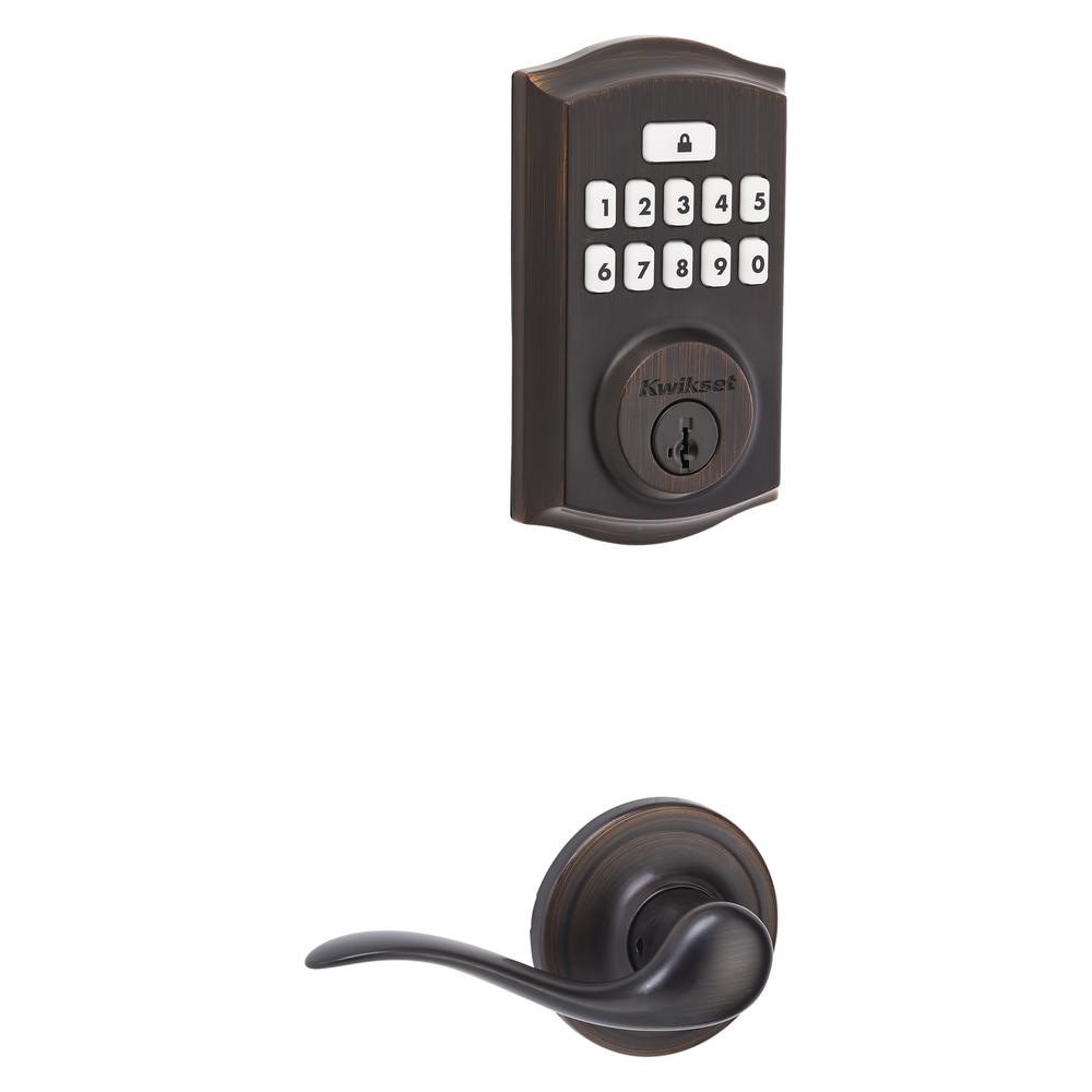 Kwikset® 260 Venetian Bronze SmartCode® Traditional Electronic Deadbolt and Tustin Passage Lever with SmartKey Security™