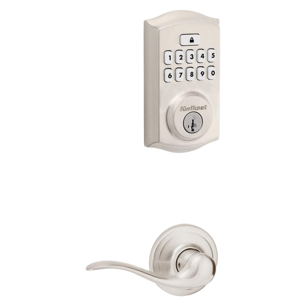 Kwikset® 260 Satin Nickel SmartCode® Traditional Electronic Deadbolt and Tustin Passage Lever with SmartKey Security™