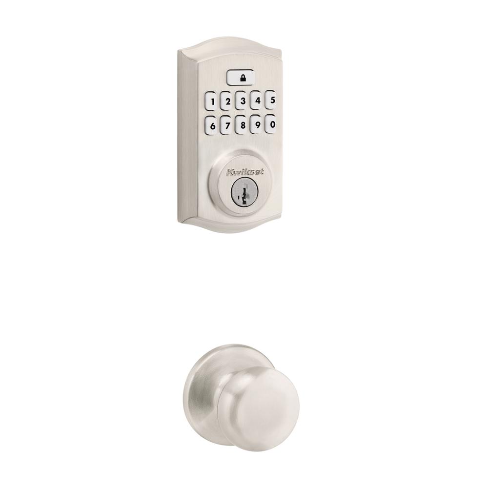 Kwikset® 260 Satin Nickel SmartCode® Traditional Electronic Deadbolt and Juno Passage Knob with SmartKey Security™