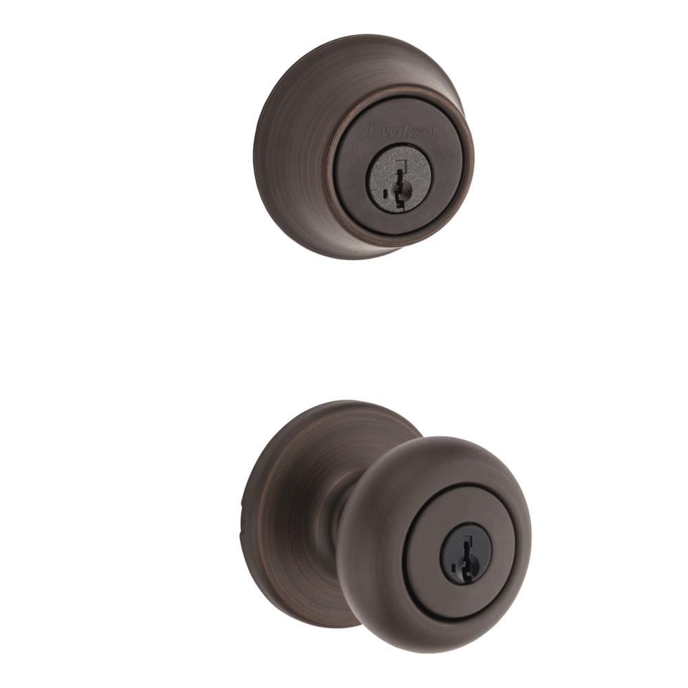 Kwikset® 690 Cove Keyed Entry Knob and Single Cylinder Deadbolt Combo Pack featuring SmartKey® in Venetian Bronze featuring Microban