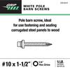 Grip Fast® #10 x 1-1/2" Hex Drive White Pole Barn Screw - 5 lb. Box