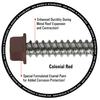 Lakeside Construction® Wood-X™ #10-16 x 2" Hex Drive Colonial Red Stainless Steel Pole Barn Screw - 1 lb.