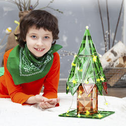 PicassoTiles® Christmas Tree Magnetic Tiles Set with String Lights