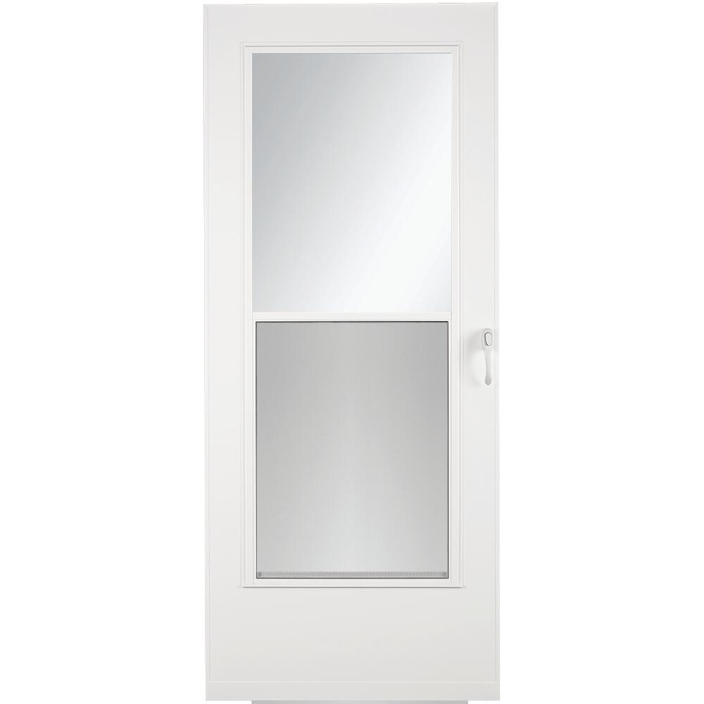 LARSON Mobile Home 32-in x 74-in White Mid-View Wood Core Storm Door LARSON Mobile Home 32-in x 74-in White Mid-View Wood Core Storm Door