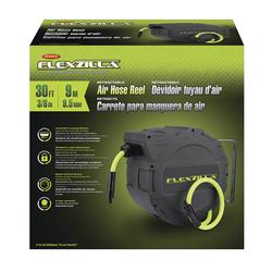 Flexzilla® Retractable Air Hose Reel, Open Face, Single Axle Arm, 3/8 x  25', ZillaGreen™ 