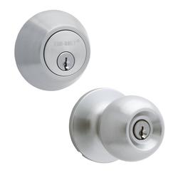 Tru-Bolt® Dublin Satin Chrome Entry Door Knob and Door Deadbolt at Menards®