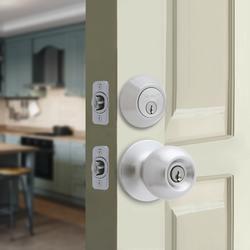 Trask Brass Knob Exterior Door Set With Level Bolt Smart Lock