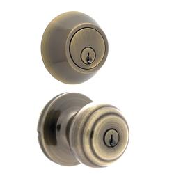 Tru-Bolt® Sydney Antique Brass Entry Door Knob and Door Deadbolt at ...