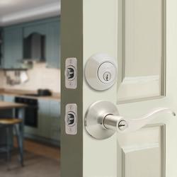Tru-Bolt® Trinidad Satin Nickel Entry Door Lever and Door Deadbolt