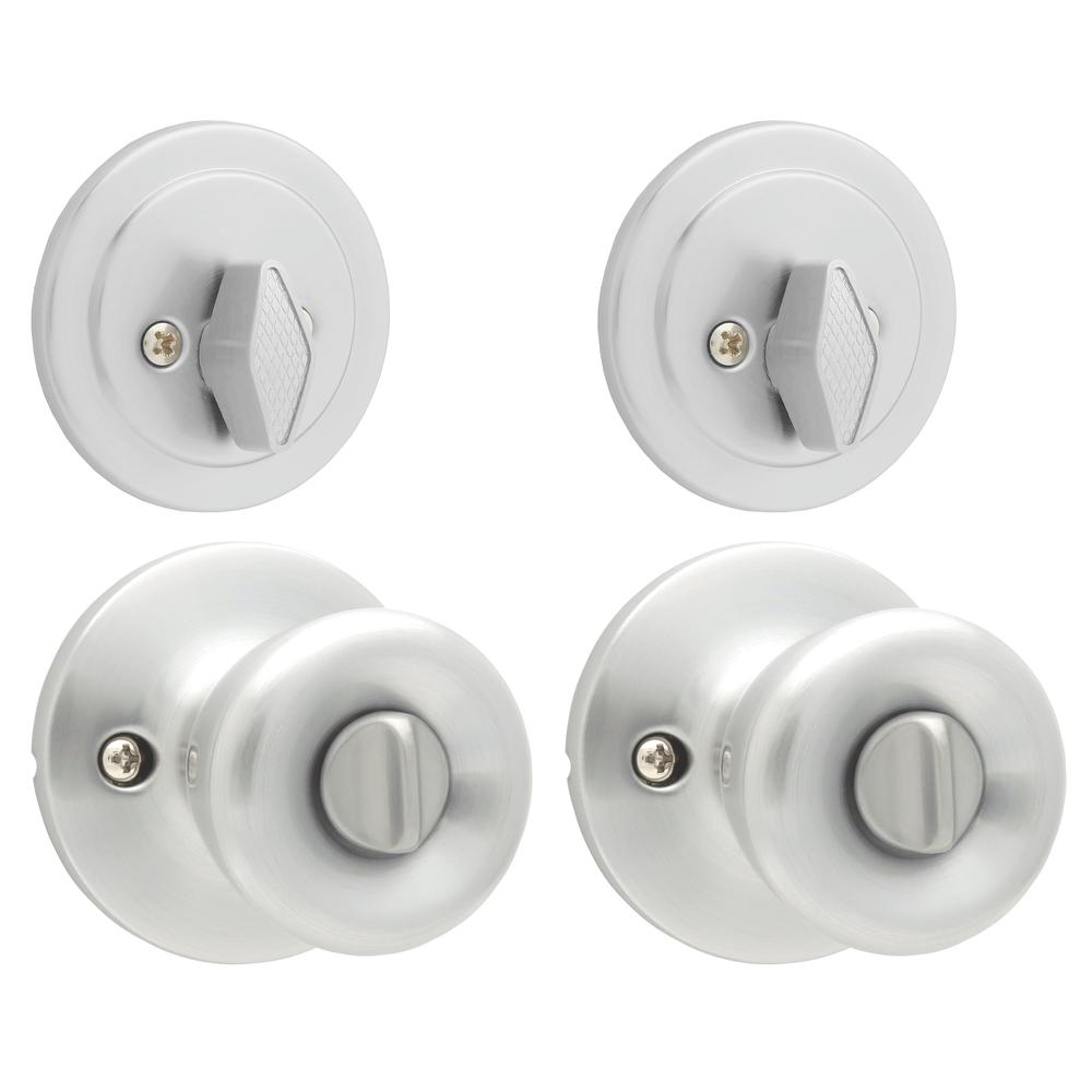 Satin Nickel Tulip Knob Door Lock Home Security Kit Satin Nickel Tulip Knob Door Lock Home Security Kit