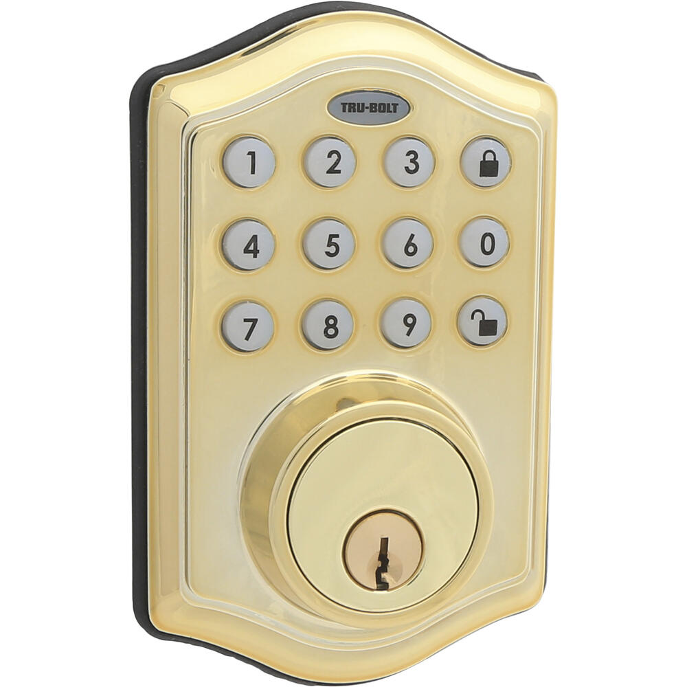 Tru-Bolt® Bright Brass Classic Electronic Keypad Door Deadbolt