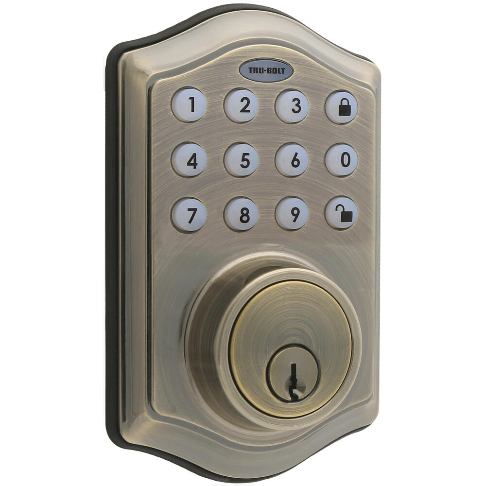 Tru-Bolt® Antique Brass Classic Electronic Keypad Door Deadbolt