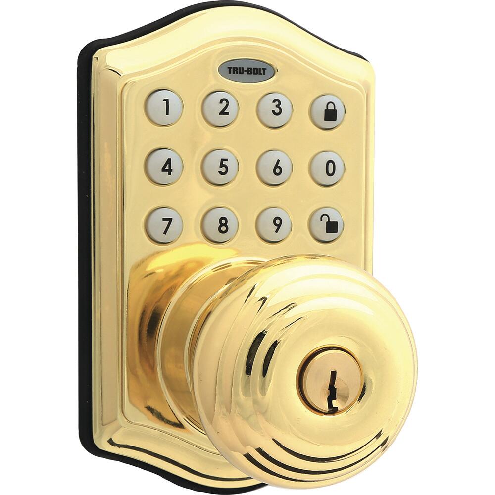 Tru-Bolt® Sydney Bright Brass Classic Electronic Keypad Entry Door Knob