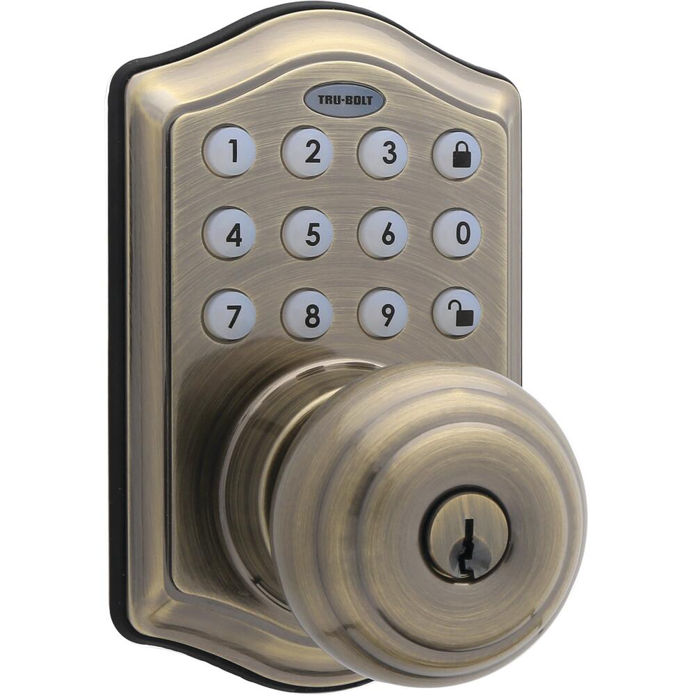 Tru-Bolt® Sydney Antique Brass Classic Electronic Keypad Entry Door Knob