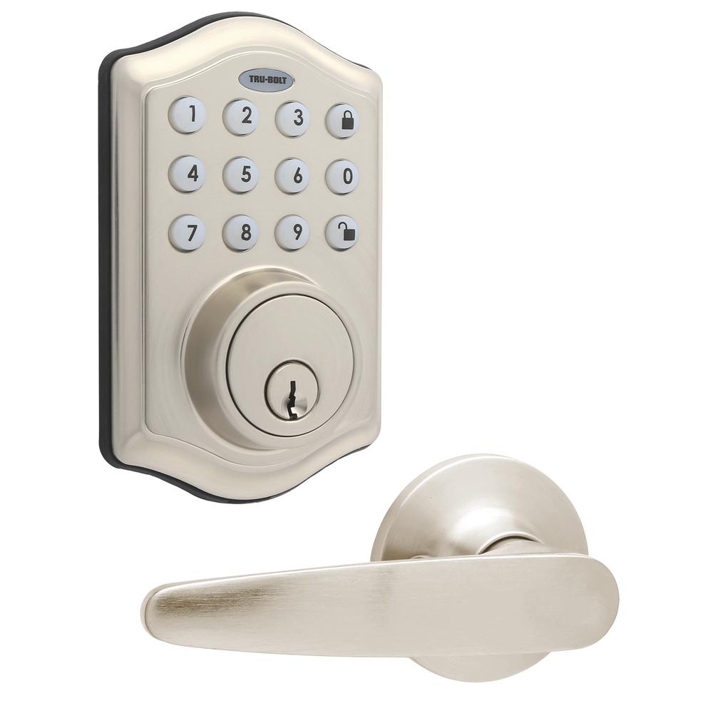 Tru-Bolt® Antilles Satin Nickel Classic Electronic Keypad Door Deadbolt and Passage Door Lever