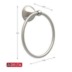 Delta tolva towel ring brushed online nickel