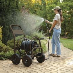 Garden Hose Reel Liberty Garden 871-M1-1 Cart, Bronze And Garden